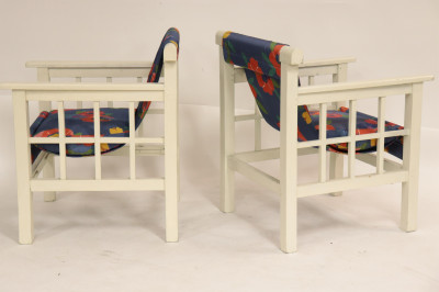Pair Art Deco White Painted Armchairs, circa 1930