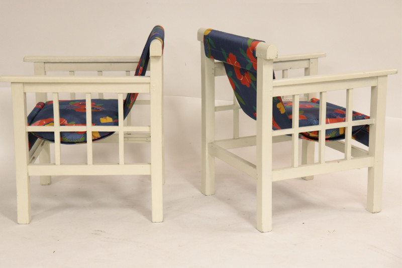 Pair Art Deco White Painted Armchairs, circa 1930