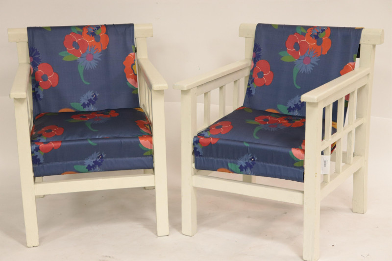Pair Art Deco White Painted Armchairs, circa 1930