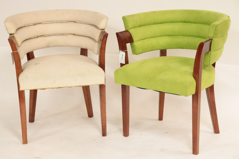 Pair of Art Deco Tiger Maple Tub Chairs