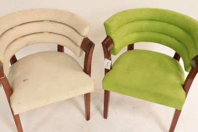 Pair of Art Deco Tiger Maple Tub Chairs