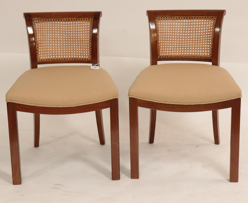 Pr Art Deco Mahogany Caned Side Chairs, circa 1935