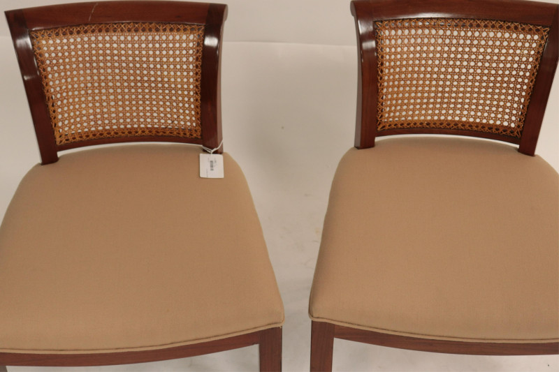 Pr Art Deco Mahogany Caned Side Chairs, circa 1935