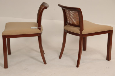 Pr Art Deco Mahogany Caned Side Chairs, circa 1935