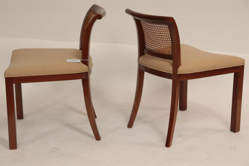 Pr Art Deco Mahogany Caned Side Chairs, circa 1935