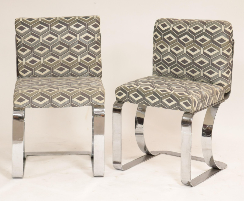 Pair 1970&apos;s Chrome Side Chairs