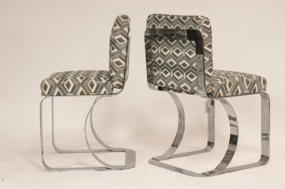 Pair 1970&apos;s Chrome Side Chairs