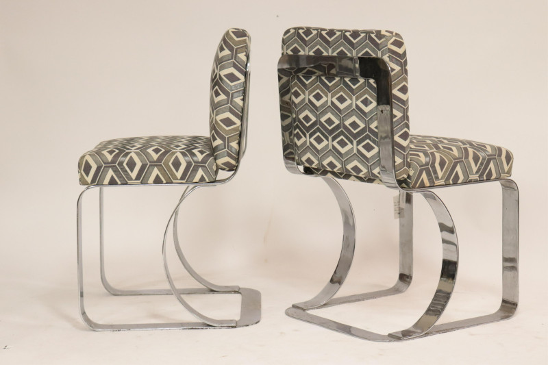 Pair 1970&apos;s Chrome Side Chairs