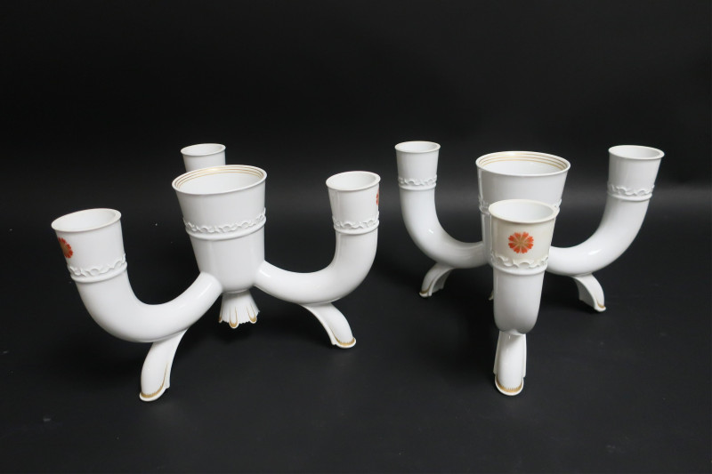 Pair of Art Deco Meissen Centerpieces &amp; Vase