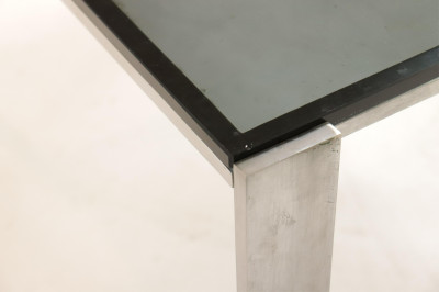 1970&apos;s Polished Steel &amp; Smoked Glass Coffee Table