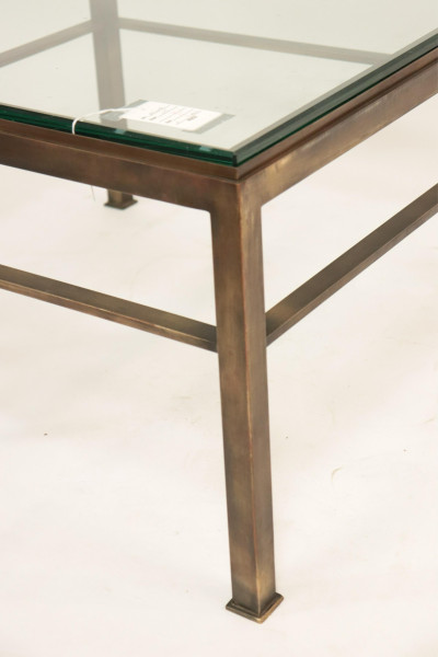 1970&apos;s Patinated Brass &amp; Glass Coffee Table