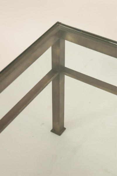 1970&apos;s Patinated Brass &amp; Glass Coffee Table