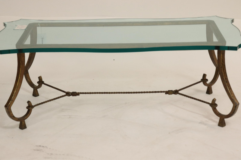 Bagues Style Gilt Wrought Iron, Glass Coffee Table