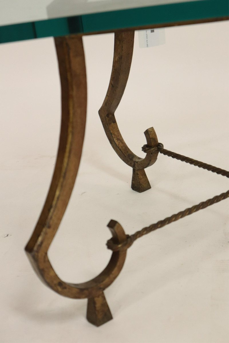 Bagues Style Gilt Wrought Iron, Glass Coffee Table