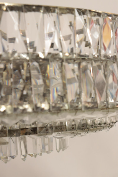 Lobmeyr Faceted Glass &amp; Metal Ceiling Fixture