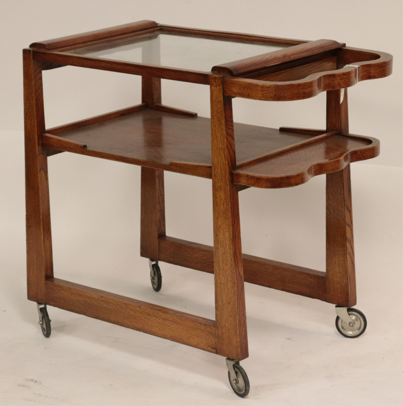 Art Deco Oak Serving Cart, 1930, attr. Maxime Old