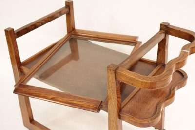 Art Deco Oak Serving Cart, 1930, attr. Maxime Old