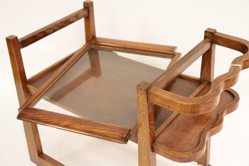 Art Deco Oak Serving Cart, 1930, attr. Maxime Old