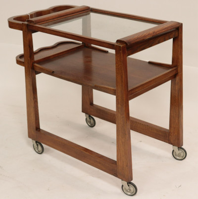 Art Deco Oak Serving Cart, 1930, attr. Maxime Old