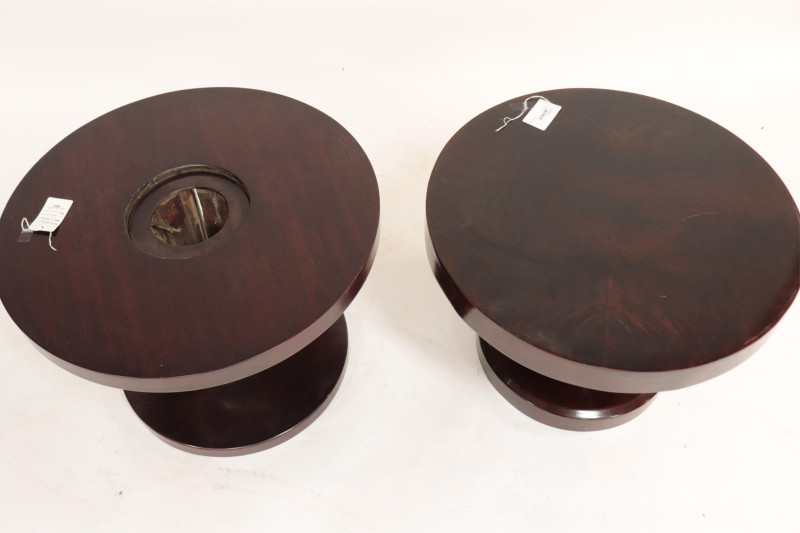 Tovar Art Deco Mahogany Circular End Tables