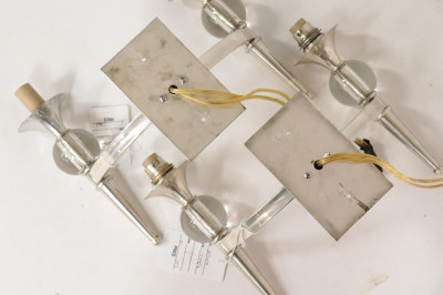Art Deco Style Chrome &amp; Glass 2-Light Sconces