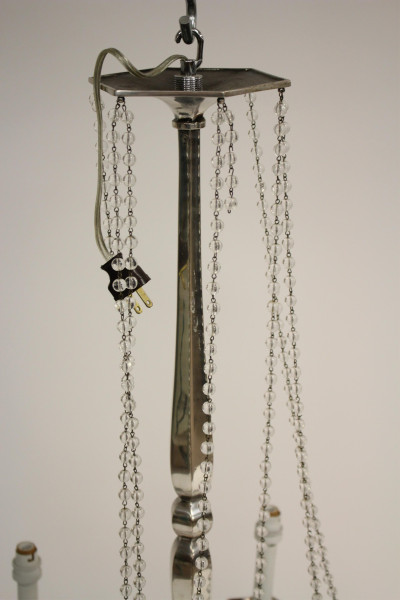 Mid Century Metal &amp; Beaded Glass Chandelier