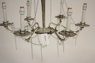 Mid Century Metal &amp; Beaded Glass Chandelier