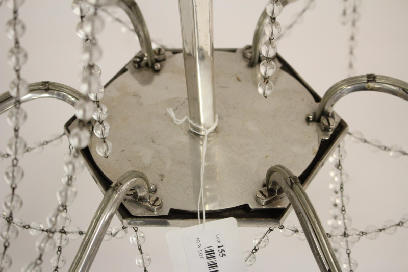 Mid Century Metal &amp; Beaded Glass Chandelier