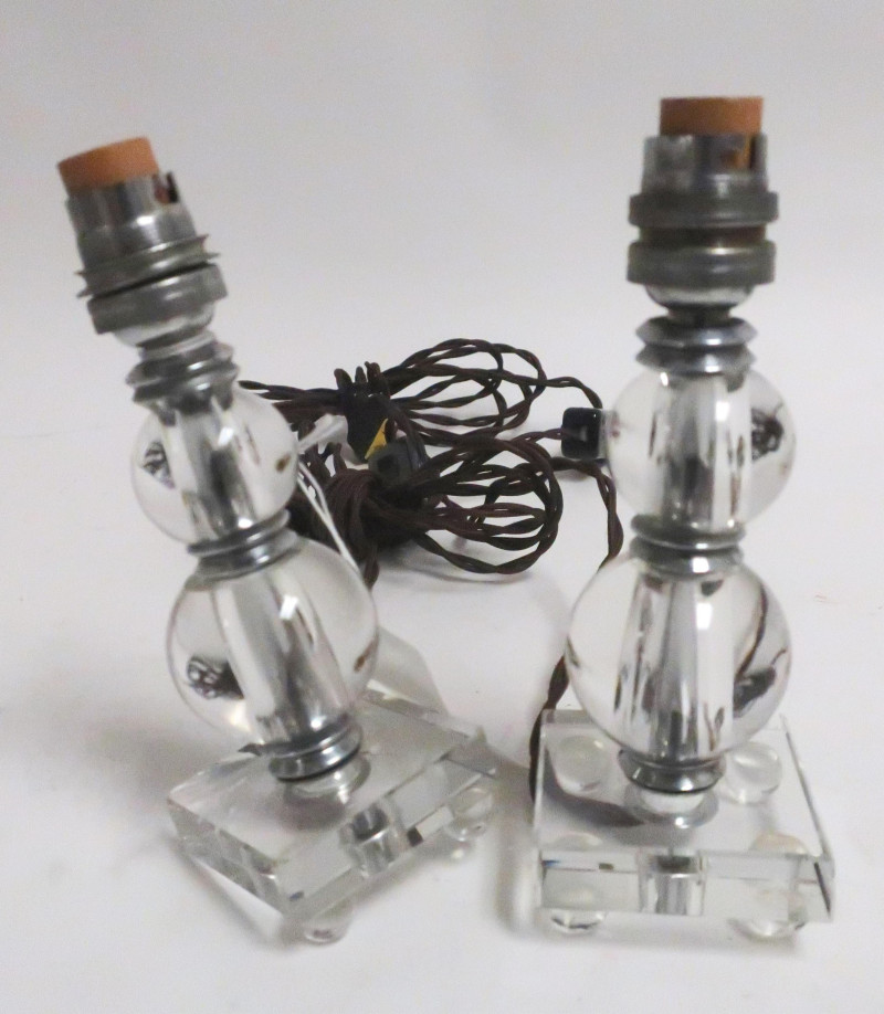 5 Art Deco Chrome and Glass Ball Table Lamps