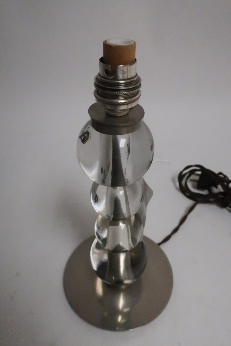 5 Art Deco Chrome and Glass Ball Table Lamps