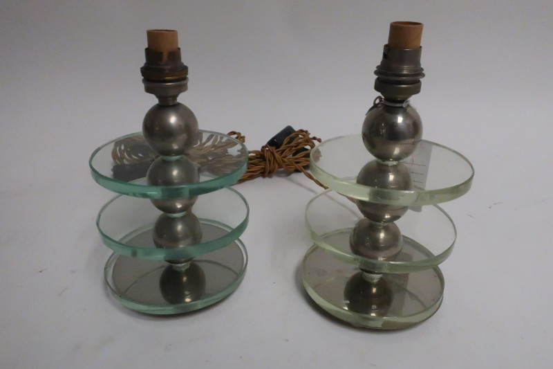 5 Art Deco Chrome and Glass Ball Table Lamps