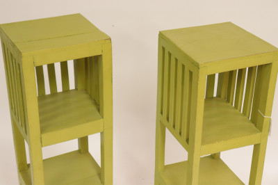 Matched Pair Mid Century Lime Painted Pedestals