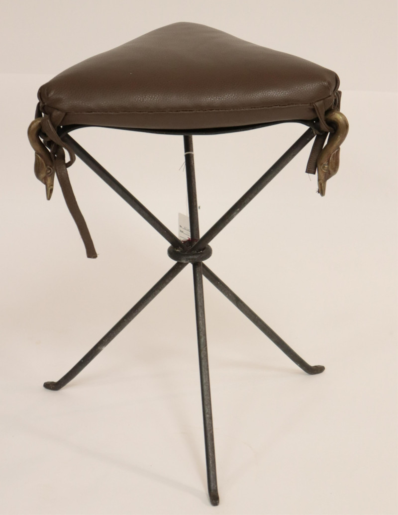Mid Century Cast Brass &amp; Wrought Iron Bench