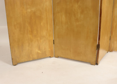 Mid Century Ochre Lacquer 4 Panel Screen