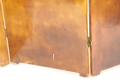 Mid Century Ochre Lacquer 4 Panel Screen