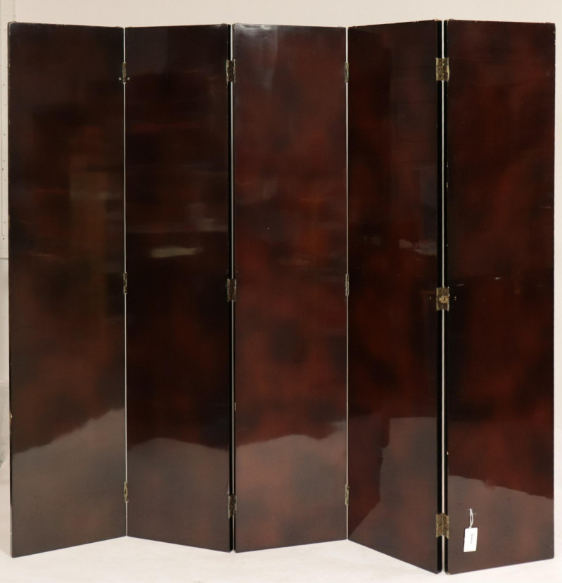 1940&apos;s Black Lacquer 5 Panel Screen