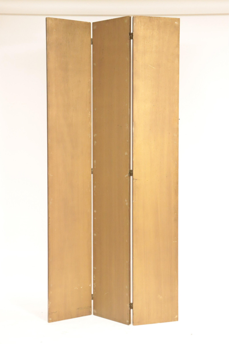 1970&apos;s Reverse Glass Gold Painted 3 Panel Screen