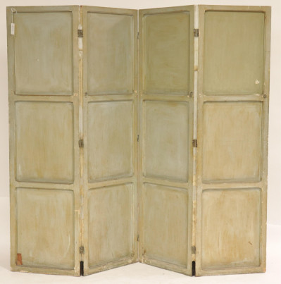 Art Deco Painted &amp; Silver 4 Panel Screen, 1935