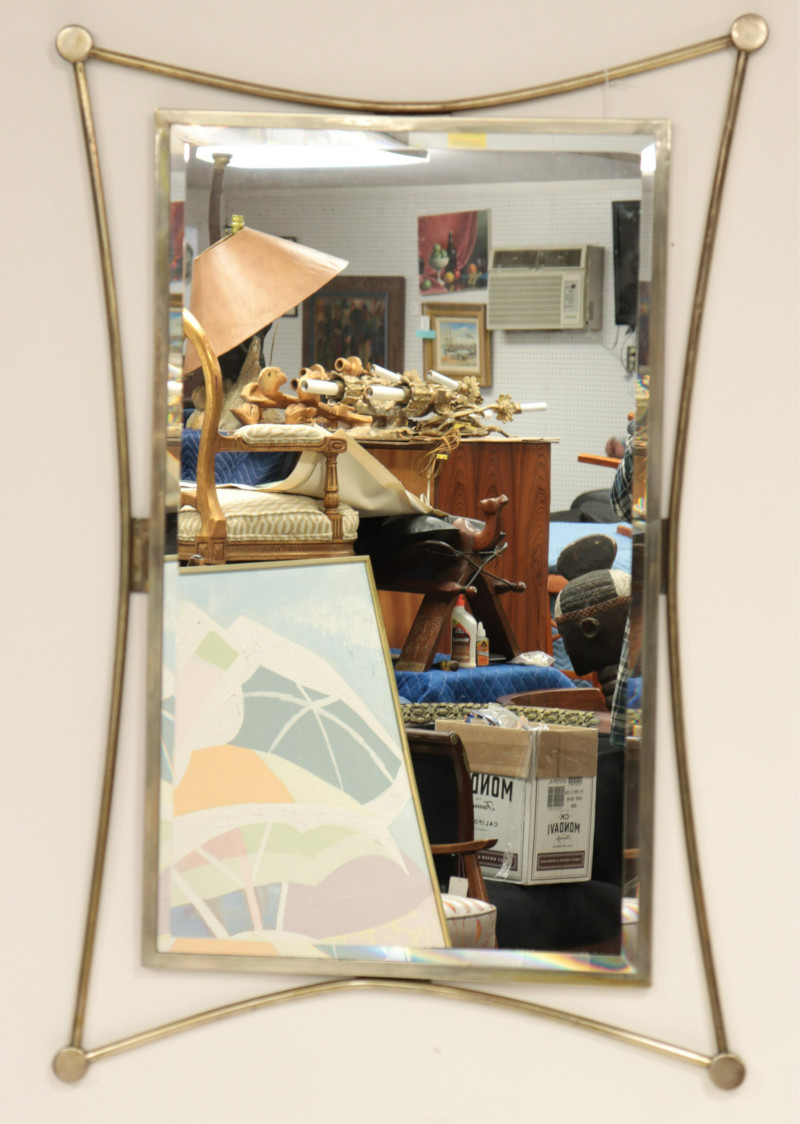 Contemporary Metal Beveled Mirror