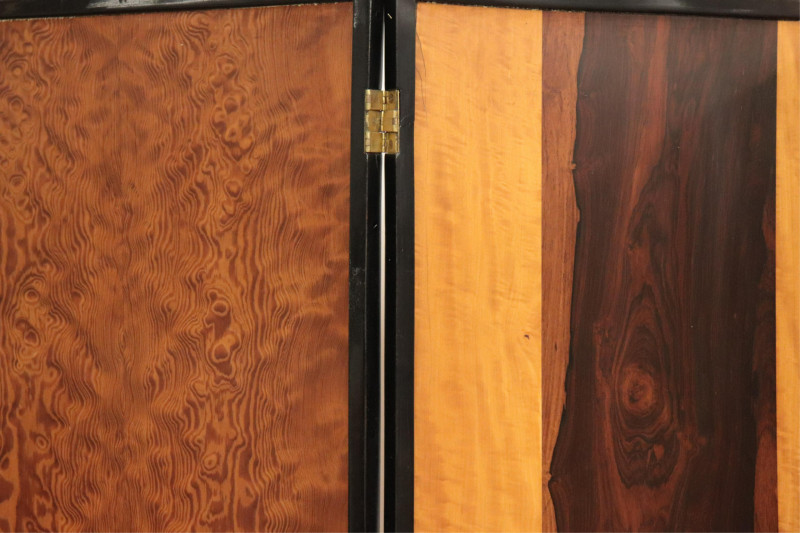 Art Deco Black Lacquer &amp; Various Wood Screen