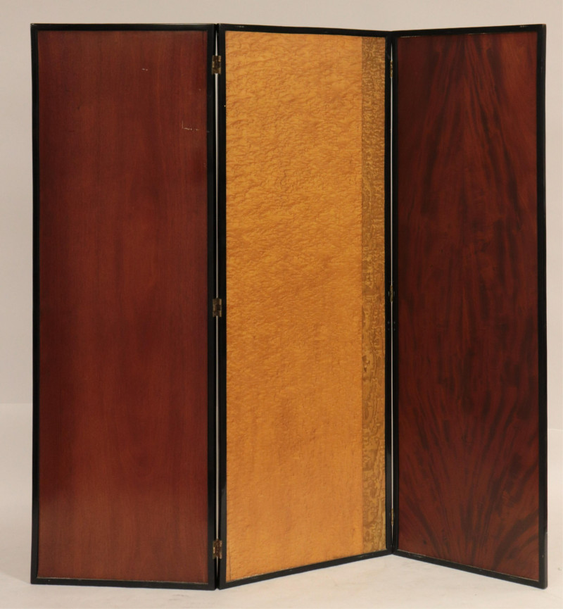Art Deco Black Lacquer &amp; Various Wood Screen