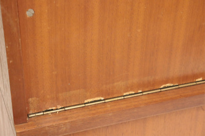Contemporary Mahogany &amp; Black Metal Secretary