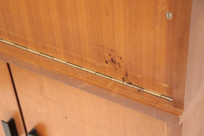 Contemporary Mahogany &amp; Black Metal Secretary
