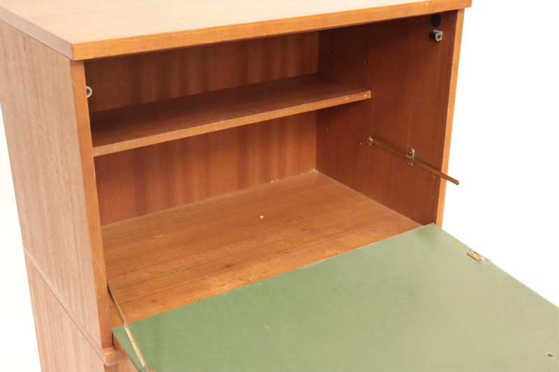 Contemporary Mahogany &amp; Black Metal Secretary