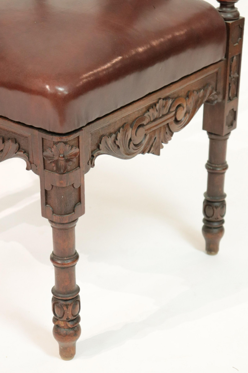 Two Italian Renaissance Style Walnut Corner Chairs