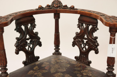 Two Italian Renaissance Style Walnut Corner Chairs