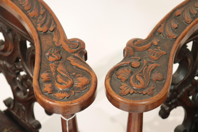 Two Italian Renaissance Style Walnut Corner Chairs