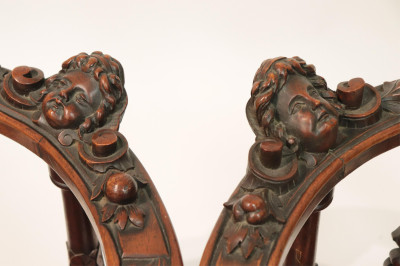 Two Italian Renaissance Style Walnut Corner Chairs