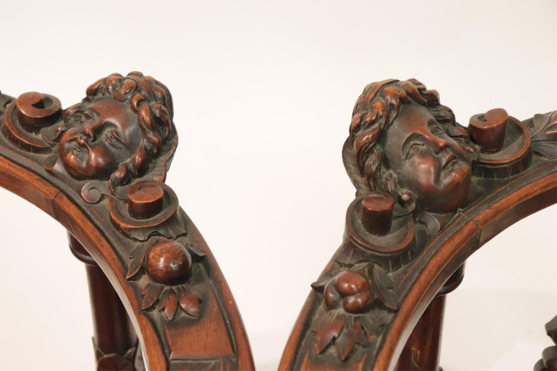 Two Italian Renaissance Style Walnut Corner Chairs