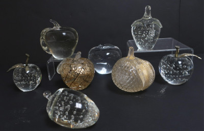 Glass Paperweights: Apples, Pears, Strawberries